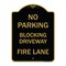 Signmission No Blocking Driveway Fire Lane, Black & Gold Aluminum Architectural Sign, 18" x 24", BG-1824-23852 A-DES-BG-1824-23852 - alternate 1